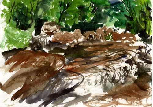watercolor sketch of Loyalsoc Creek, PA
